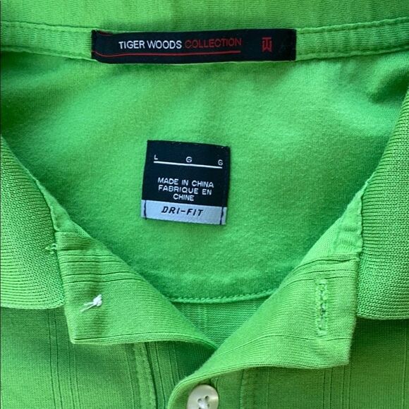 Nike Tiger Woods Athletic Collection Dri Fit Large Green Polo Shirt - Picture 5 of 8